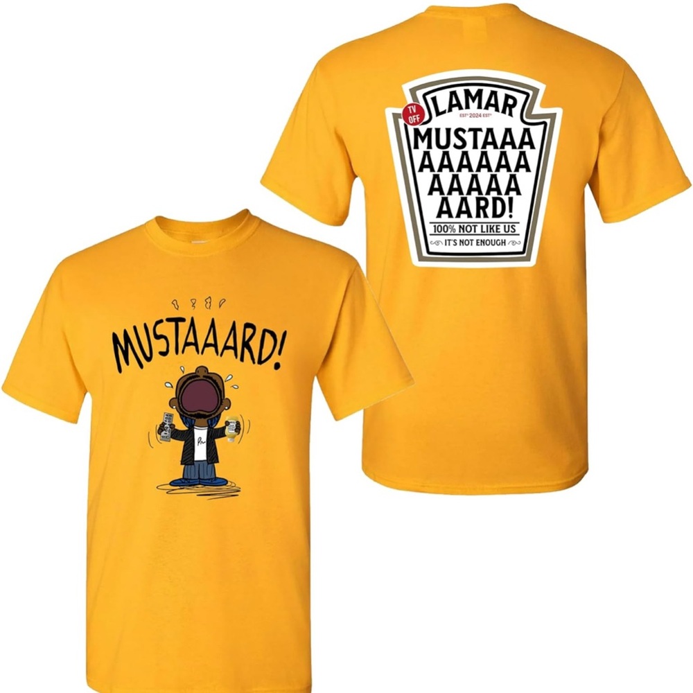 Mustard Kendrick Lamar Yellow Short Sleeve Tees Vibrant Graphic Design
